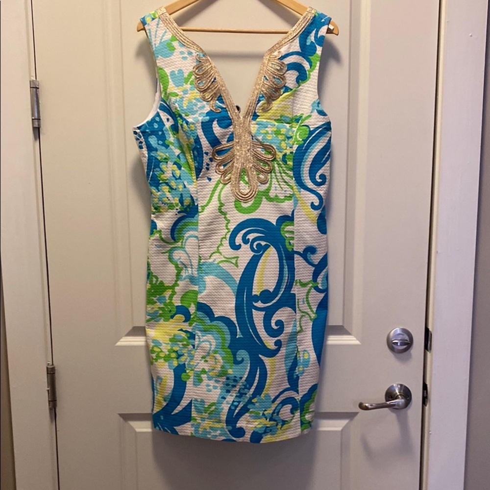 Lilly Pulitzer Blue and Green Floral Dress 12